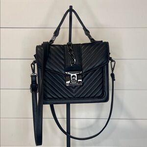 Quilted Leather Crossbody - Top Handle Satchel - Shoulder Purse